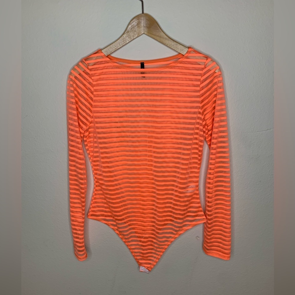 Orange Striped Long Sleeve Bodysuit